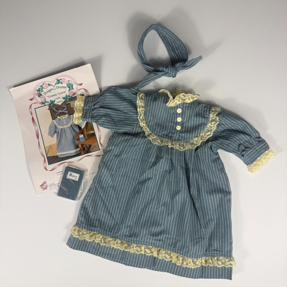 Vintage Tender Heart Treasures Granny Gown Doll Bear Outfit Nightgown Diary 18"